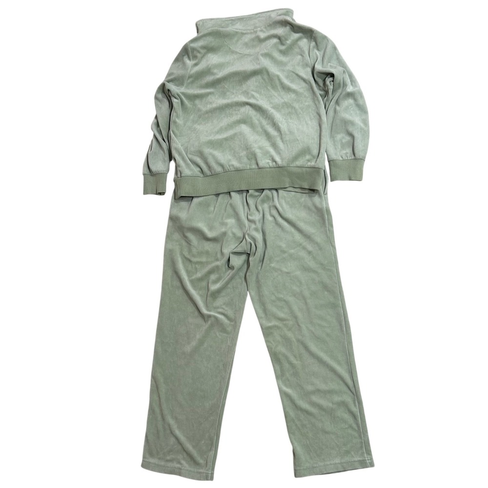 Brownstone Studio Petites Sage Green Velour Tracksuit Set Size PM Jacket & Pants - Picture 4 of 6